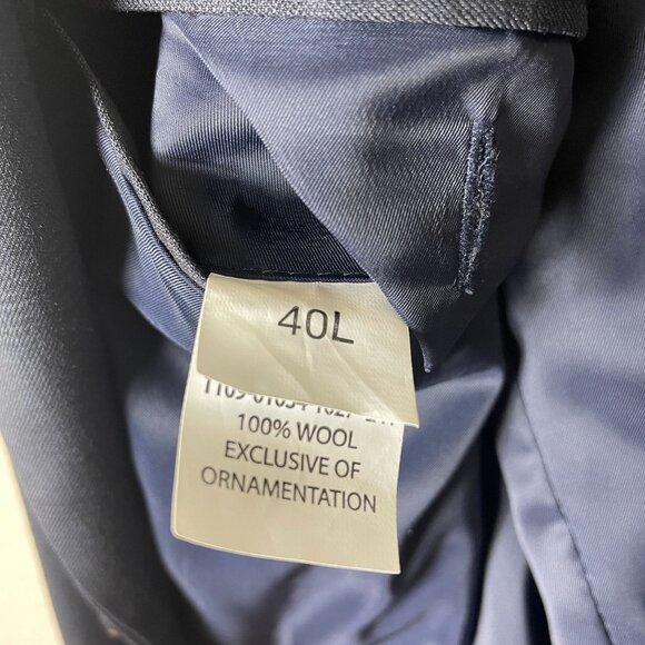 Jos A Bank Blazer Suit Jacket 40L Traveler's Collection Tailored Fit Navy Plaid - Picture 8 of 9